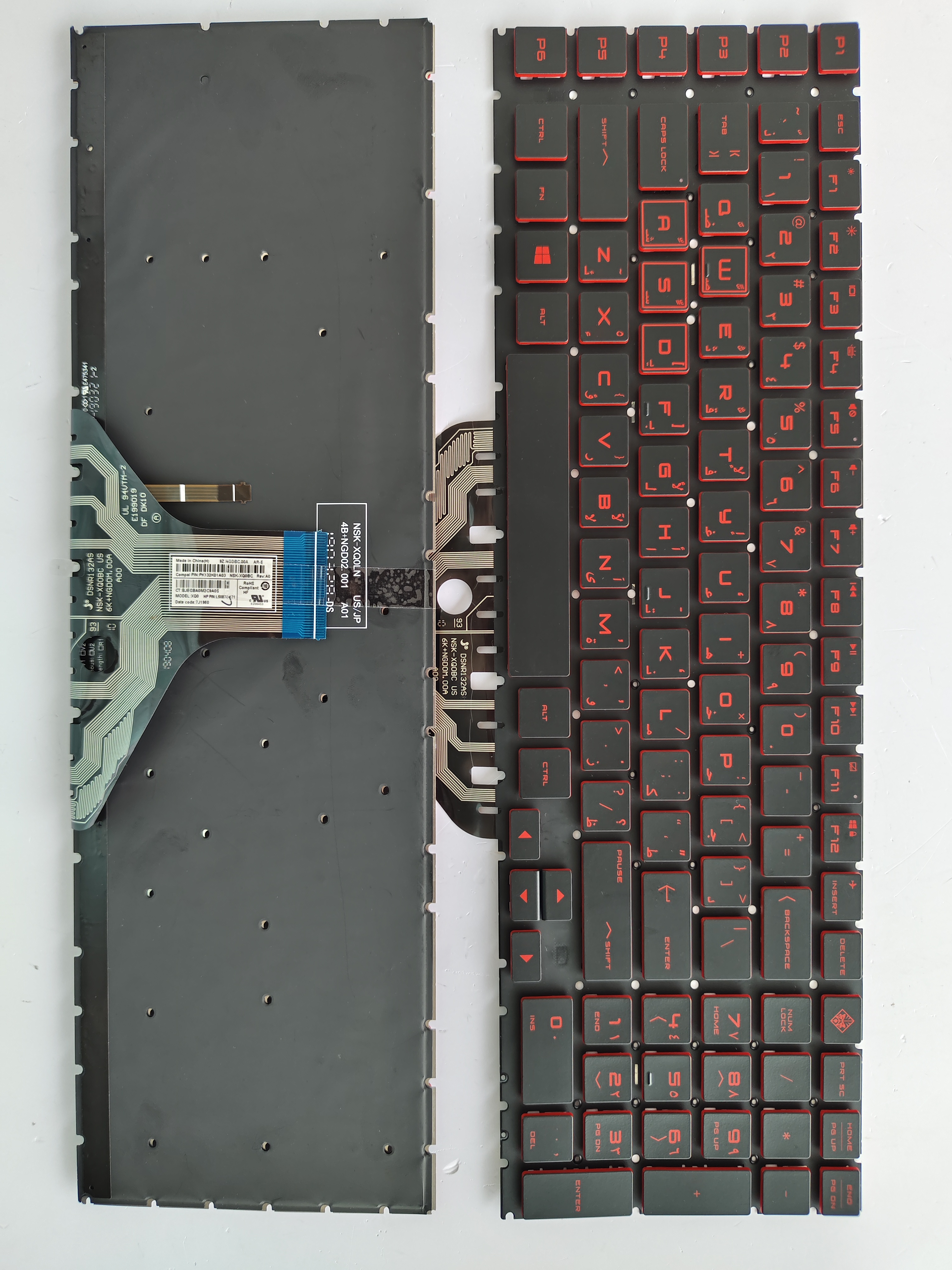 Picture of New Replacement Laptop Keyboard For HP 17-CB BLACK Backlit,Red Printing,Red side AR Layout